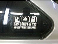 Dudlu Nálepka na auto - Gas, grass or ass (Bílá) - obrázek 4