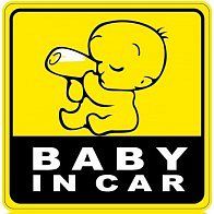 Dudlu Nálepka na auto Baby in car - dítě pije z láhve - žlutá - obrázek 1