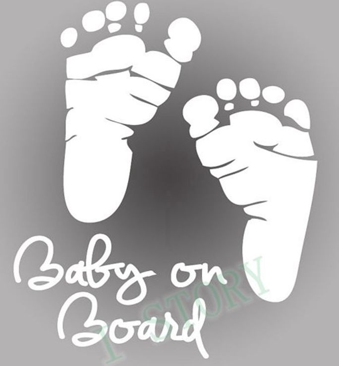 Dudlu Nálepka na auto - Baby on board - stopy (Bílá) - obrázek 1