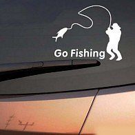 Dudlu Nálepka na auto - Go Fishing (Bílá) - obrázek 2