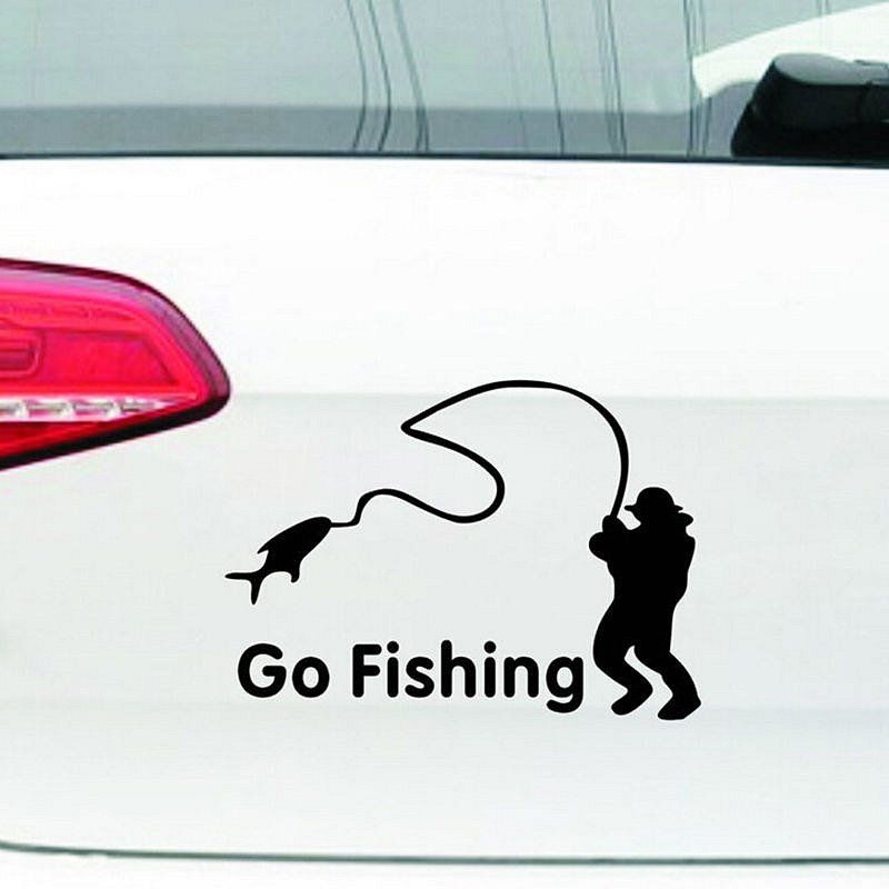 Dudlu Nálepka na auto - Go Fishing (Černá) - obrázek 2