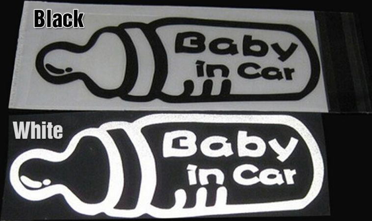 Dudlu Nálepka na auto - Baby in car - láhev mléka (Bílá) - obrázek 3