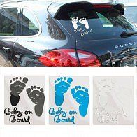 Dudlu Nálepka na auto - Baby on board - stopy (Modrá) - obrázek 1