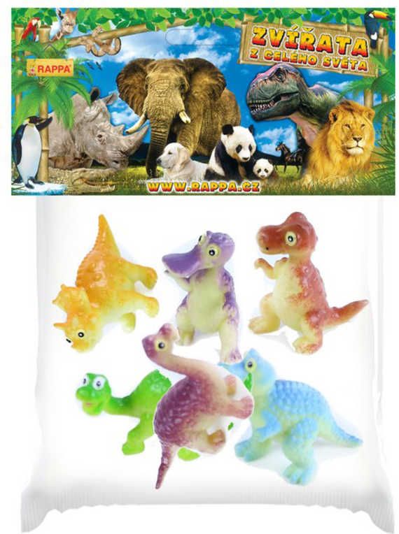 Dudlu Dinosauři zvířátka 5cm set 6ks pravěký ještěr figurky veselé 2 druhy v sáčku - obrázek 2