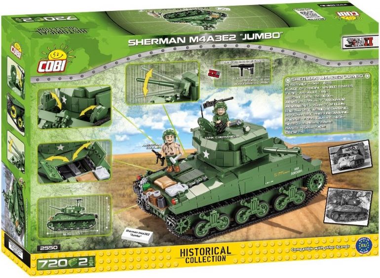 COBI Stavebnice II WW Sherman M4A3E2 Jumbo, 720 k, 2 f - obrázek 3