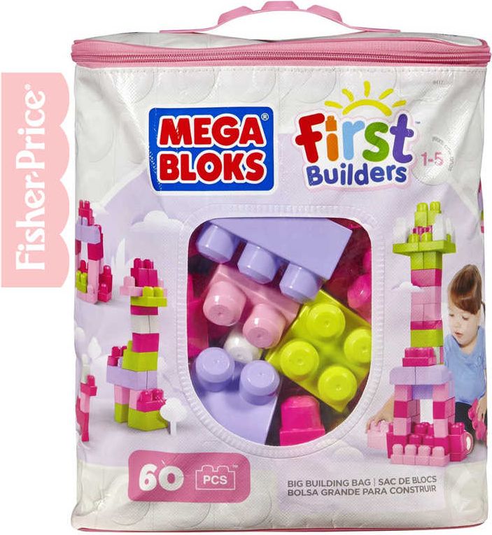 FISHER PRICE MEGA BLOKS Stavebnice 60 dílků v plastové tašce pro holky - obrázek 1