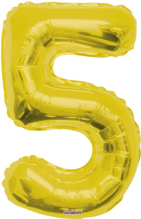 Dudlu Party balonek nafukovací 86cm Číslice 5 zlatý velký foliový vzduch i helium - obrázek 1