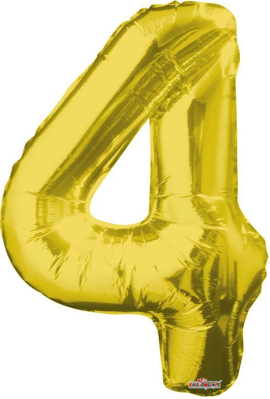Dudlu Party balonek nafukovací 86cm Číslice 4 zlatý velký foliový vzduch i helium - obrázek 1