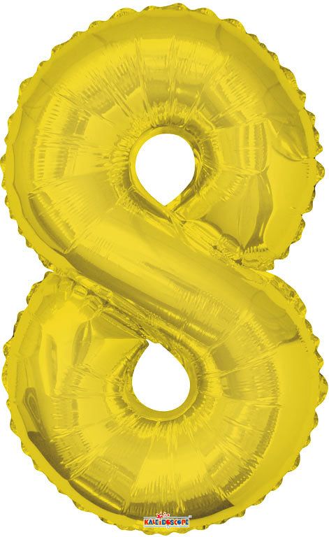 Dudlu Party balonek nafukovací 86cm Číslice 8 zlatý velký foliový vzduch i helium - obrázek 1