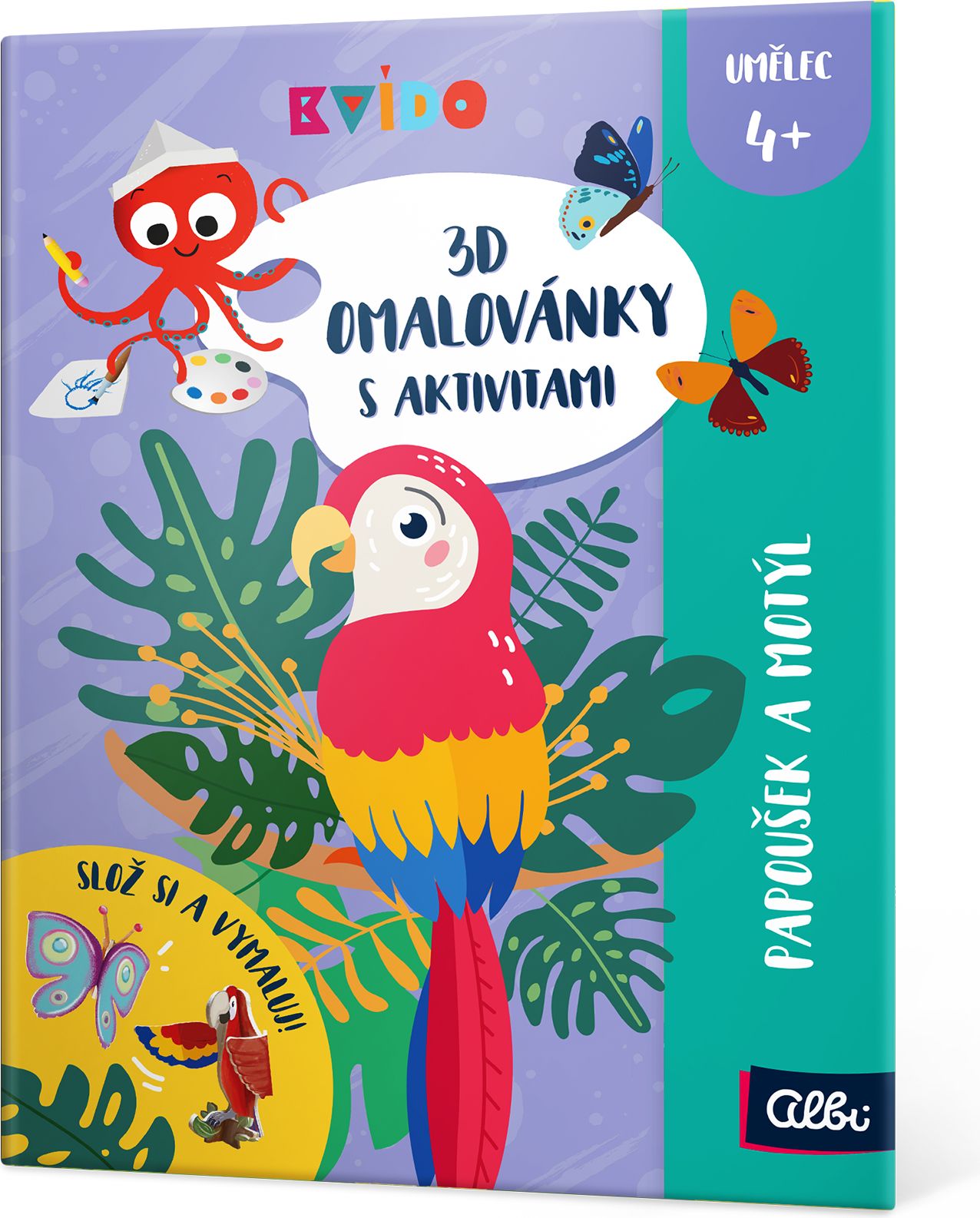 3D omalovánky - Papoušek a motýl - obrázek 2