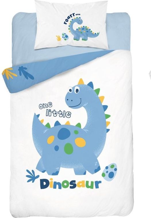POVLEČENÍ DO POSTÝLKY DINO MODRÁ - BAMBUS - obrázek 1