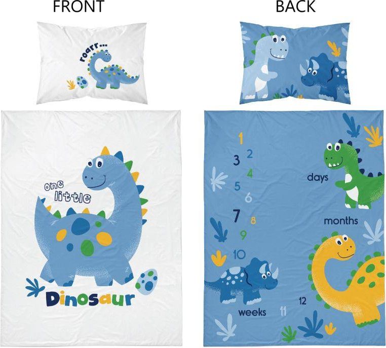POVLEČENÍ DO POSTÝLKY DINO MODRÁ - BAMBUS - obrázek 3