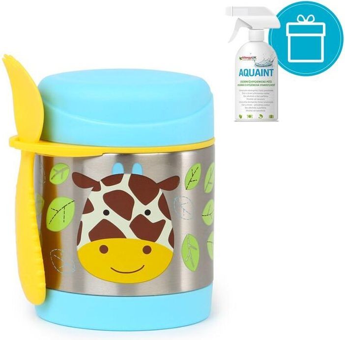 SKIP HOP Zoo Termoska na jídlo se lžičko/vidličkou Žirafa 325 ml, 3+ + AQUAINT 500 ml - obrázek 1