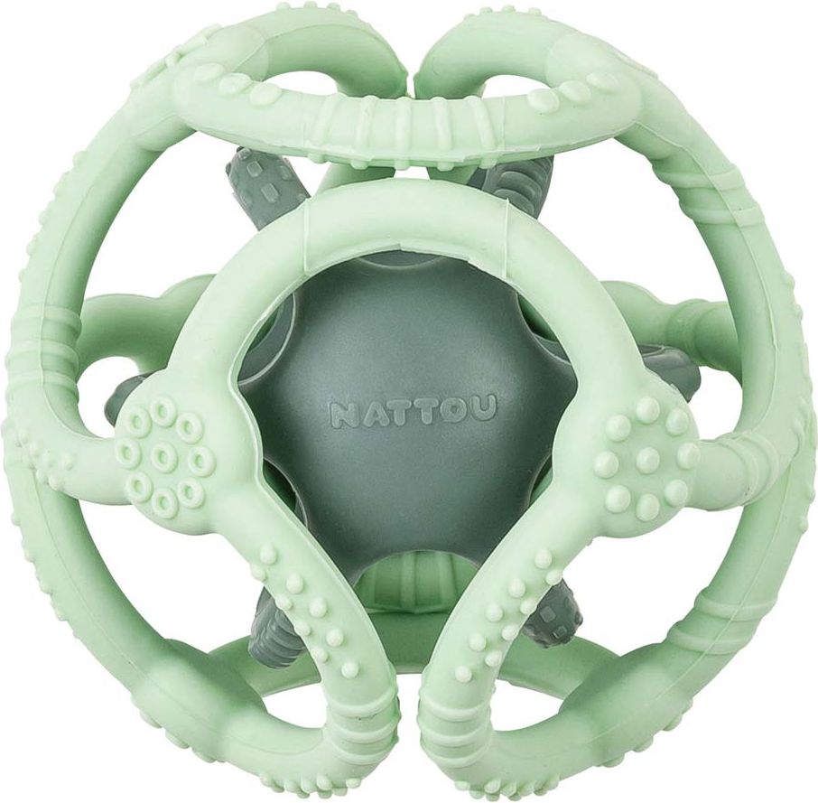 NATTOU Kousátko silikonové míč 2v1 bez BPA 10 cm mint - obrázek 1