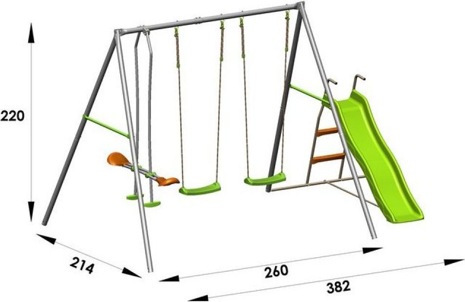 Trigano houpačka Issa se 2 sedátky, houpacím kluzákem a skluzavkou 180 cm - obrázek 5