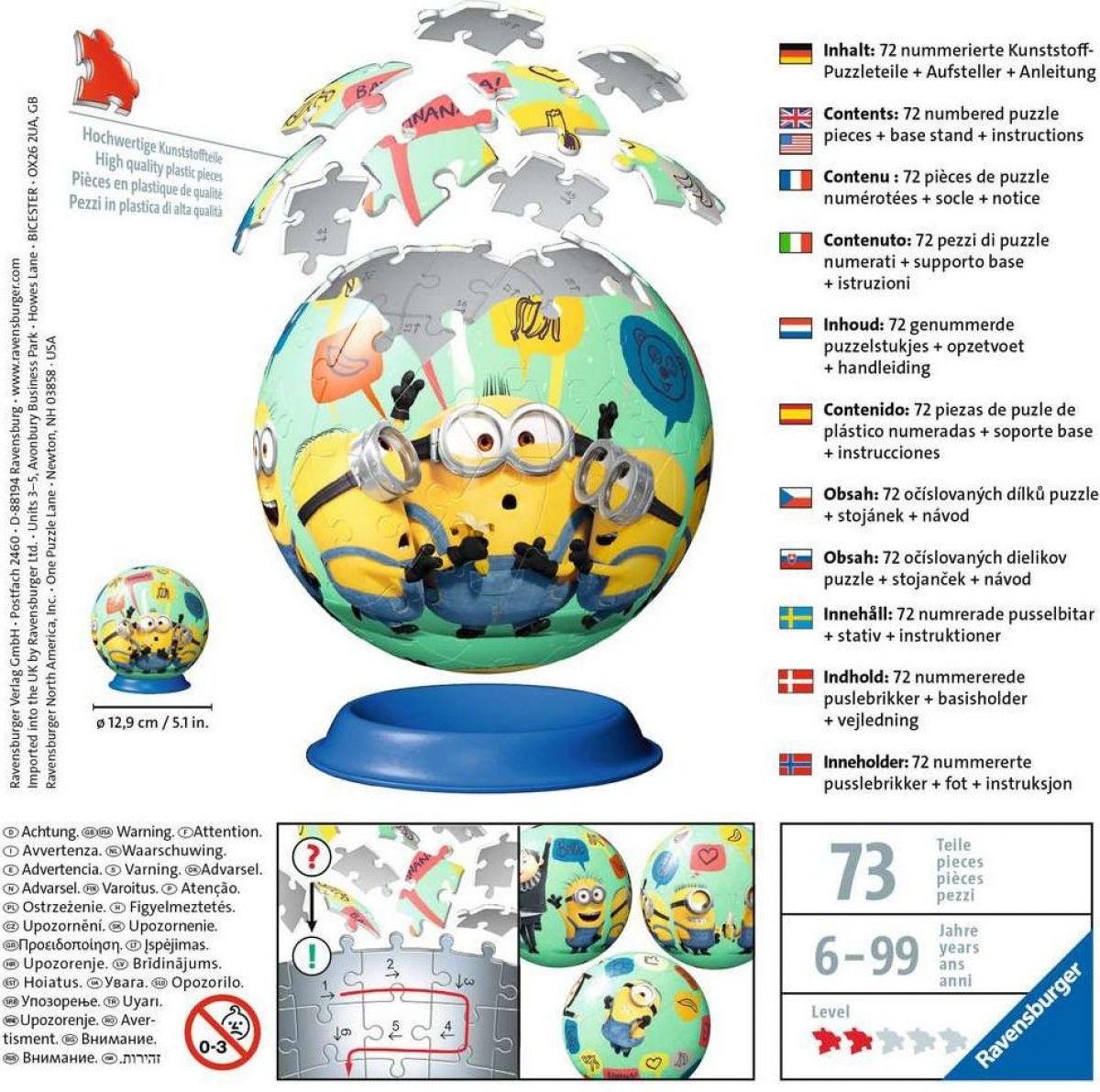 Ravensburger 3D Puzzle Puzzle-Ball Mimoni II. 72 dílků - obrázek 3