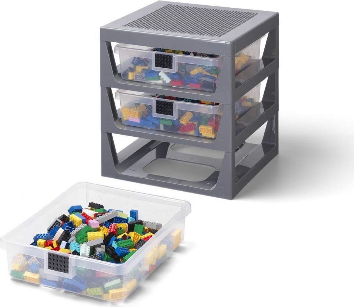 LEGO® Organizér se třemi zásuvkami tmavě šedý - obrázek 2