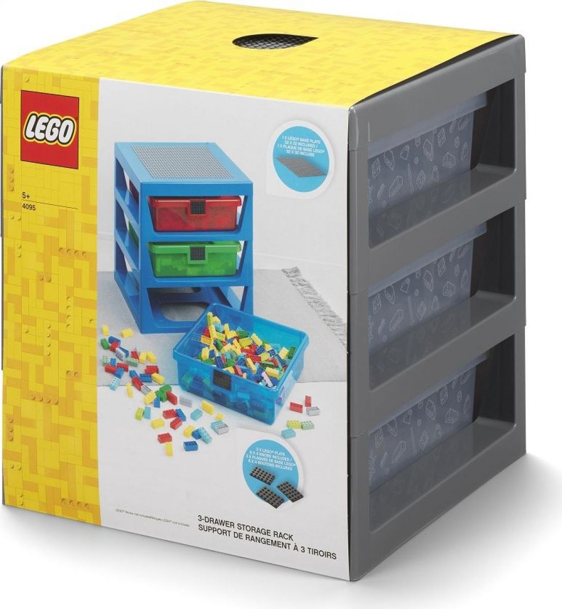 LEGO® Organizér se třemi zásuvkami tmavě šedý - obrázek 4
