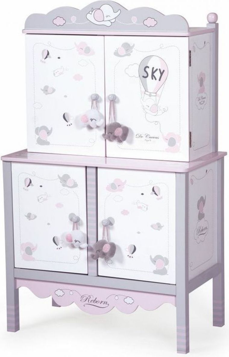 DeCuevas Dřevěná šatní skříň pro panenky s hracím centrem a doplňky Sky 2019 - obrázek 1