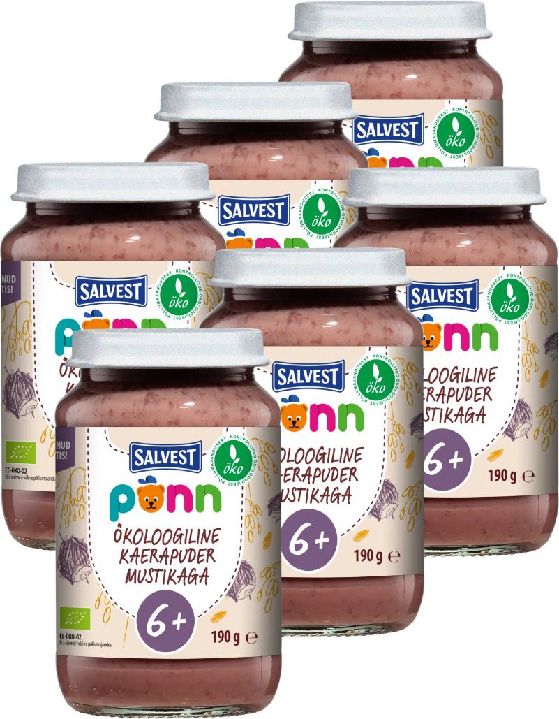 SALVEST Põnn BIO Borůvky s ovesnými vločkami 6x190 g - obrázek 1