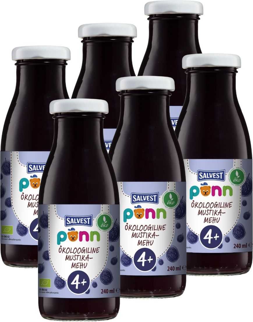 SALVEST Põnn BIO Borůvková šťáva s dužinou 6x240 ml - obrázek 1