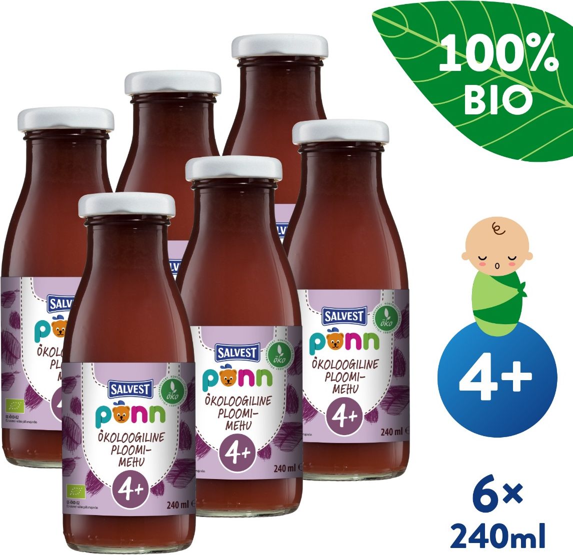 SALVEST Põnn BIO Švestková šťáva s dužinou 6x240 ml - obrázek 2