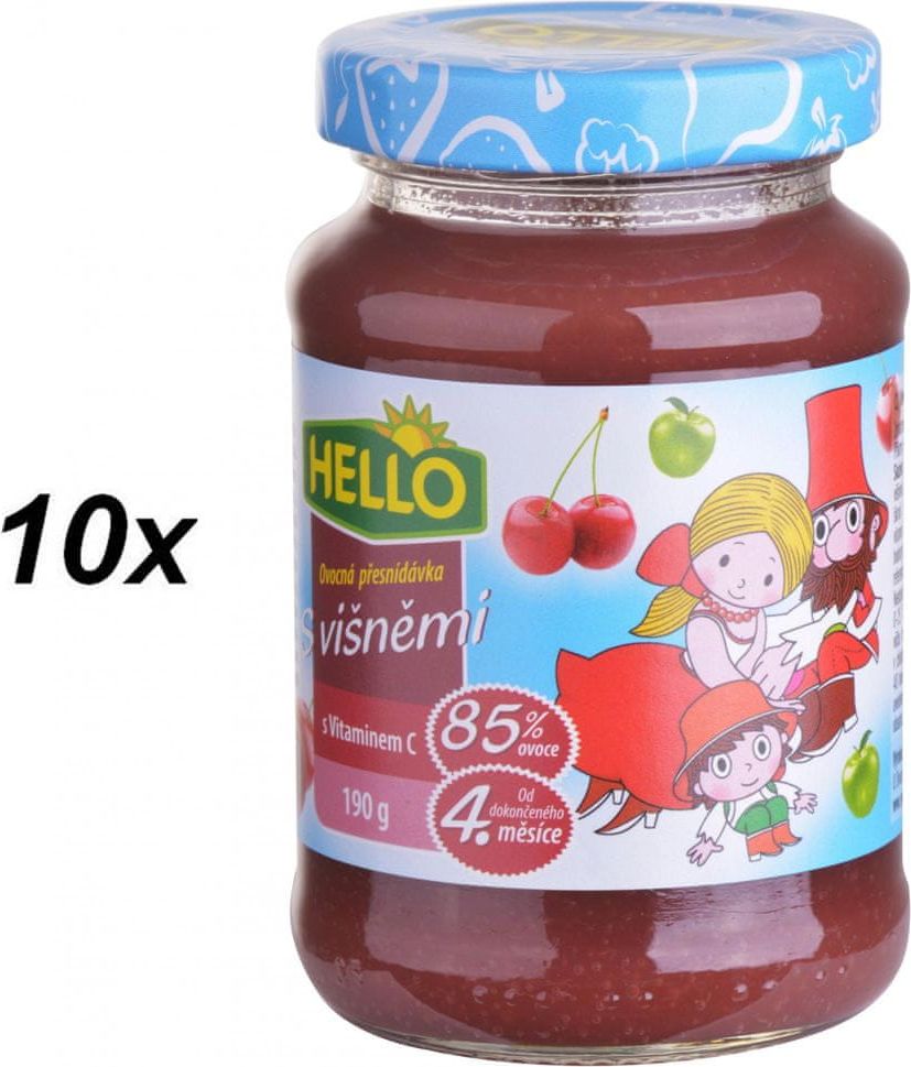 Hello Ovocná přesnídávka s višněmi a vitamínem C 10x190g - obrázek 1