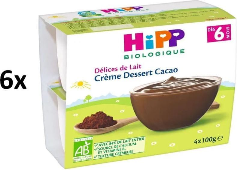 HiPP BIO Mléčný dezert kakaový 6 x (4x100g) - obrázek 1