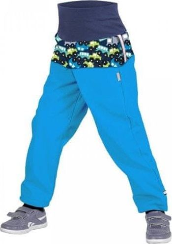 Unuo Chlapecké softshellové kalhoty s fleecem Autíčka SLIM 86/92 modrá - obrázek 1