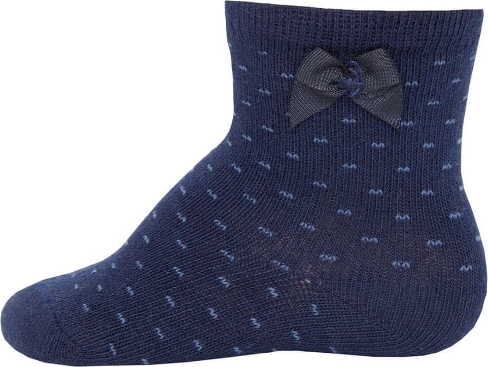 EWERS dívčí ponožky s mašličkou a tečkami 20530 16-17 tmavě modrá - obrázek 1
