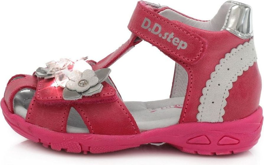 D-D-step Dívčí svítící kožené sandály AC290-384 19 růžová - obrázek 1