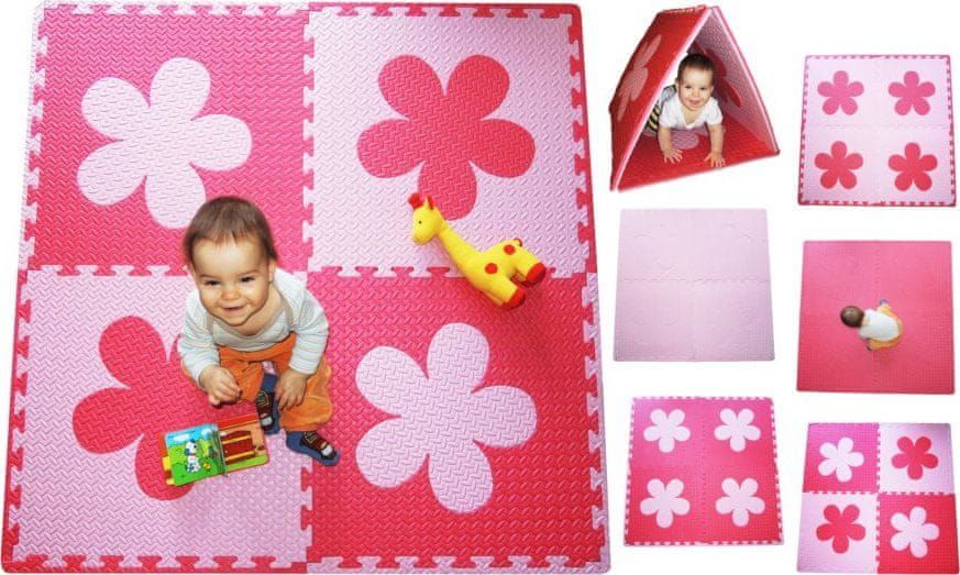 BABY Pěnový BABY koberec s okraji - růžová,červená - obrázek 1