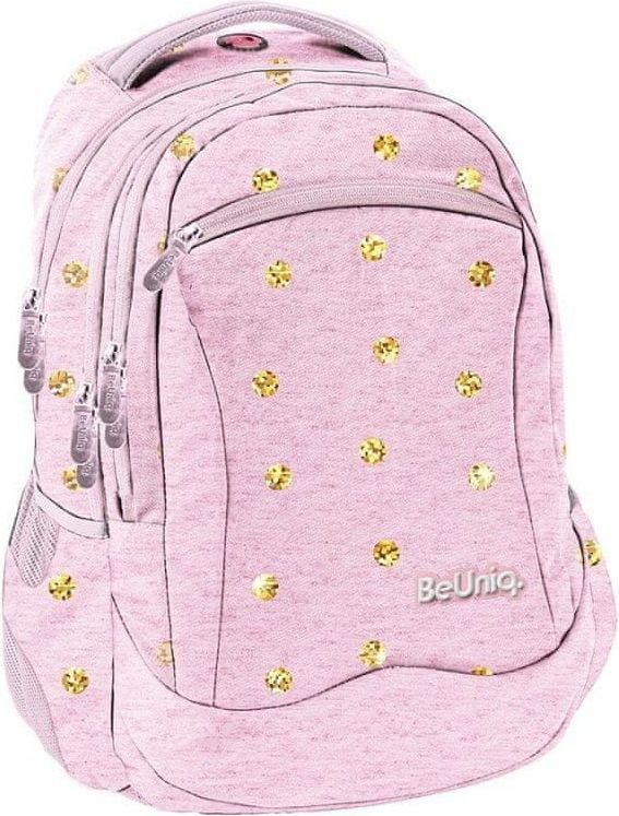 Paso Školní batoh tříkomorový růžový Gold Dots - obrázek 1