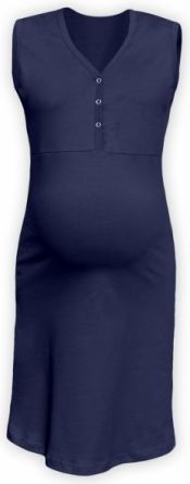 Těhotenská, kojící noční košile PAVLA bez rukávu - tm. modrá - obrázek 1
