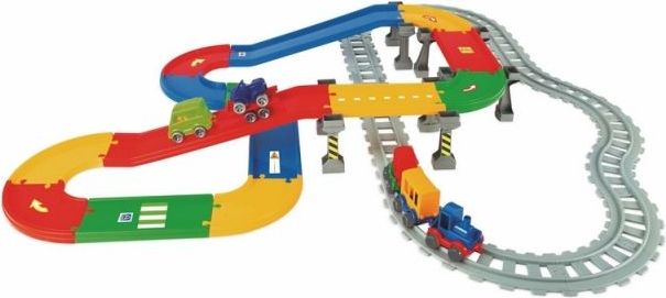 Wader WADER Play Tracks - vlak s kolejemi plast 5ks autíček - obrázek 1