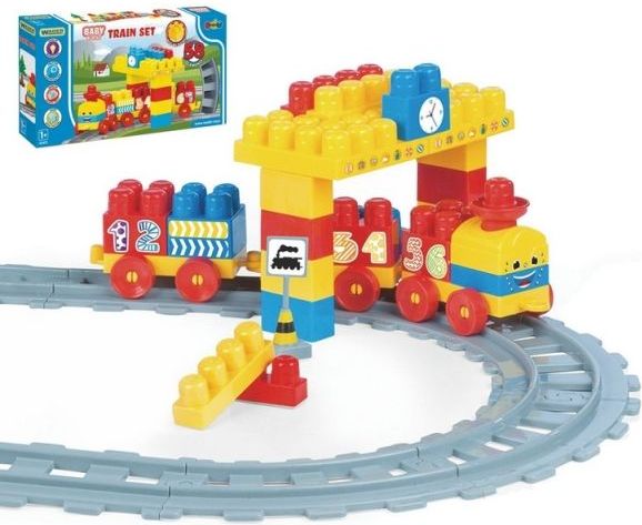 Wader WADER Baby Blocks vlak s kolejemi a stavebnicí plast délka dráhy 2,24m s doplňky - obrázek 1
