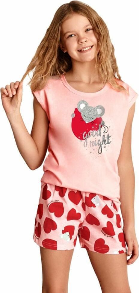 TARO Dívčí pyžamo Eva růžové se srdíčkem 158 - obrázek 1