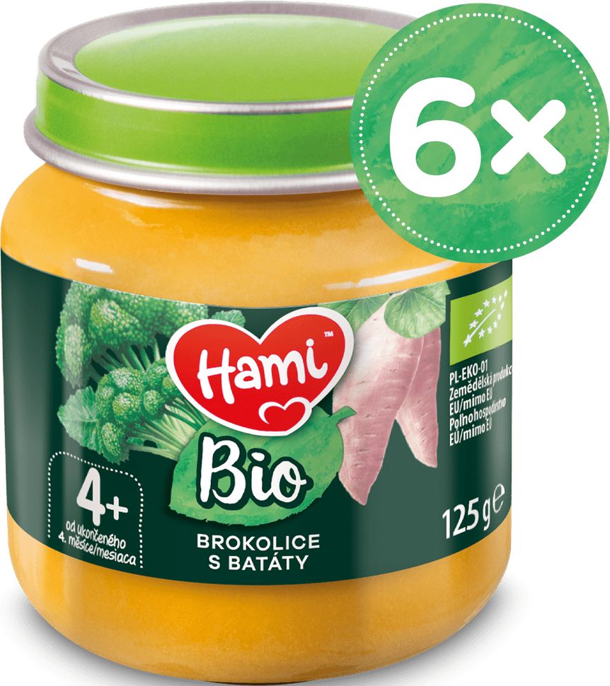 Hami BIO zeleninový příkrm Brokolice s batáty 6x 125g, 4+ - obrázek 1