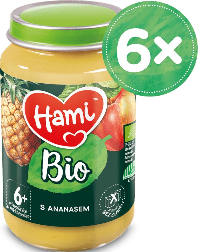 Hami BIO ovocný příkrm S Ananasem 6x 190g, 6+ - obrázek 1