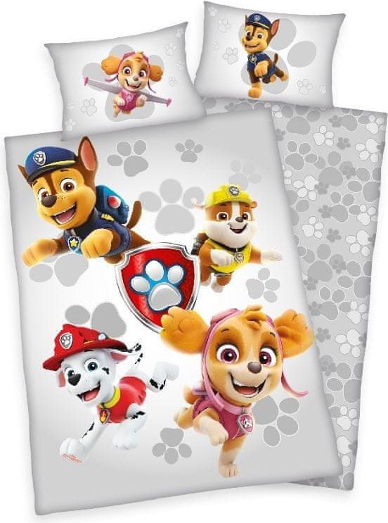 Herding BIO (GOTS) Dětské flanelové povlečení do postýlky PAW PATROL Grey, 100/135 + 40/60 - obrázek 1