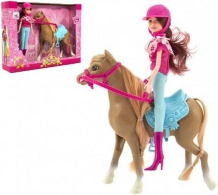 Teddies Kůň + panenka žokejka plast 23cm v krabici 35x26x8cm - obrázek 1