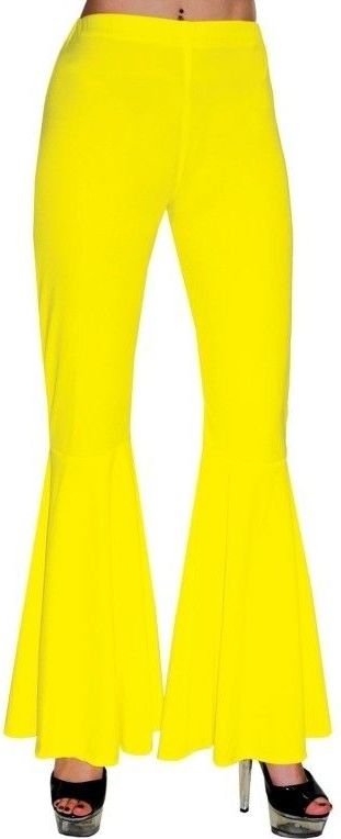 funny fashion Dámský kostým Zvonové kalhoty žluté 36-38 - obrázek 1