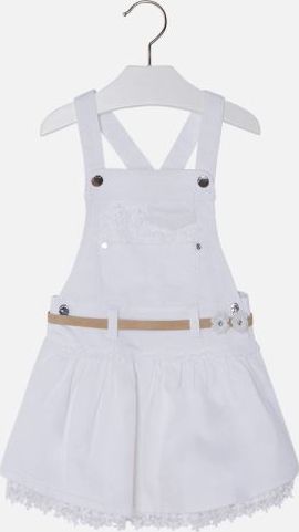 MAYORAL dívčí sukně s laclem, krajkou a páskem - bílá - 98 cm - obrázek 1