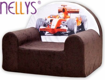 Dětské křesílko/pohovečka Nellys ® - Formule I v hnědé - obrázek 1