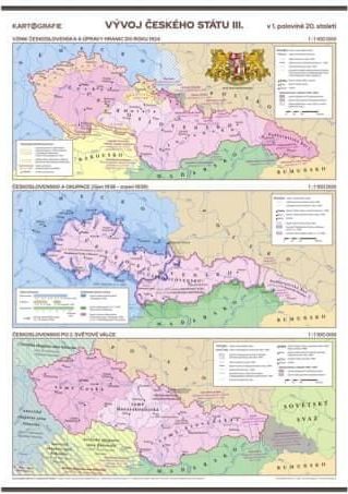 Vývoj českého státu III. (v 1. polovině 20. stol.) – školní nástěnná mapa/96 x 136 cm - obrázek 1