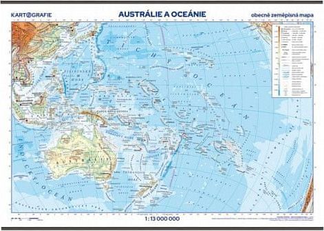 Austrálie a Oceánie - školní nástěnná zeměpisná mapa 1:13 mil./136x96 cm - obrázek 1