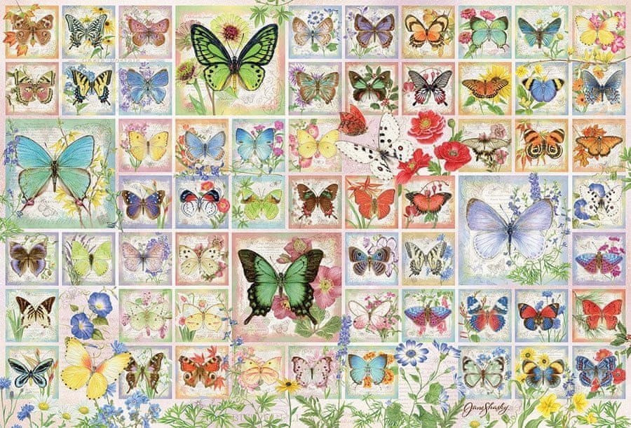 Cobble Hill Puzzle Motýli a květy 2000 dílků - obrázek 1