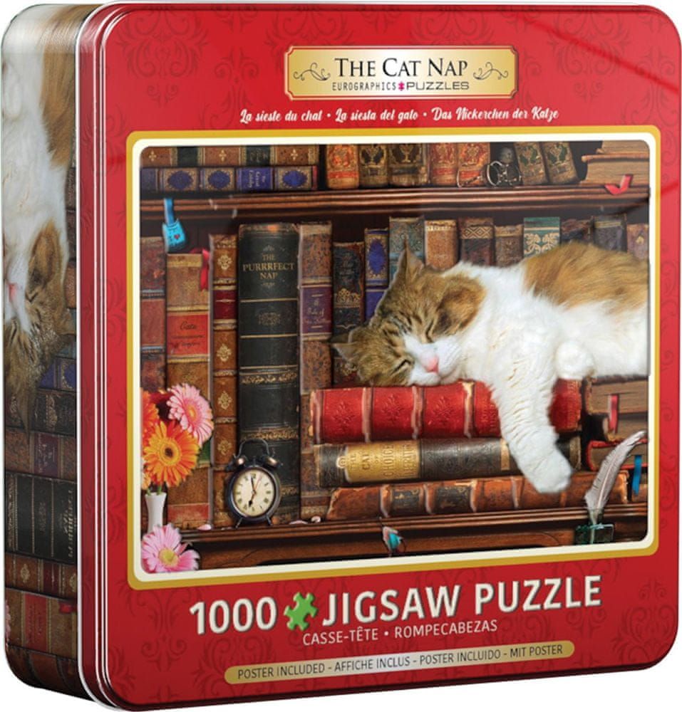 EuroGraphics Puzzle v plechové krabičce Kočičí zdřímnutí 1000 dílků - obrázek 1