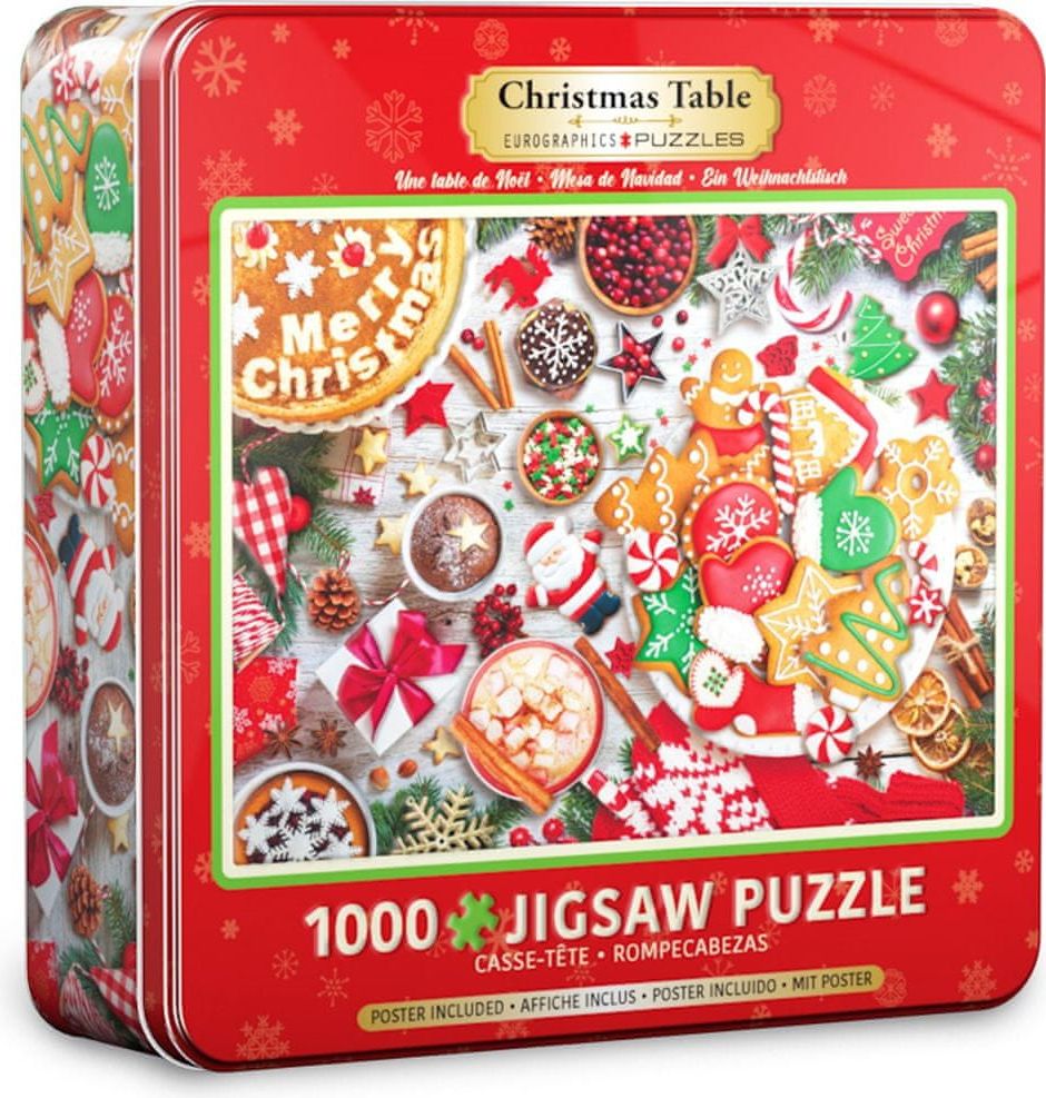 EuroGraphics Puzzle v plechové krabičce Vánoční stůl 1000 dílků - obrázek 1