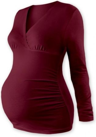 Těhotenské triko/tunika dlouhý rukáv EVA - bordo, Velikosti těh. moda M/L - obrázek 1